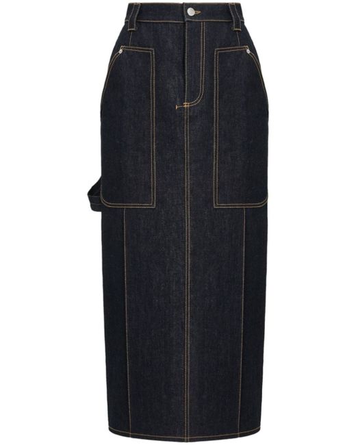 Alexander McQueen high-waisted denim midi skirt