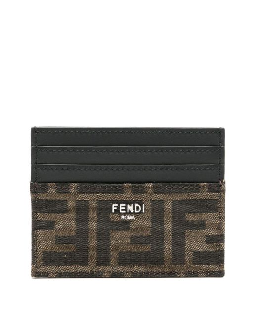 Fendi FF-jacquard leather card holder