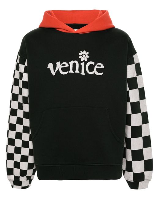 Erl Venice-print colour-block hoodie