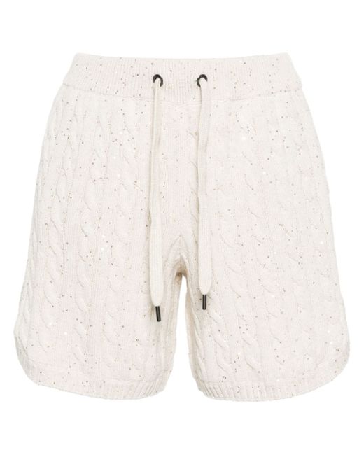 Brunello Cucinelli sequin-embellished cable-knit shorts