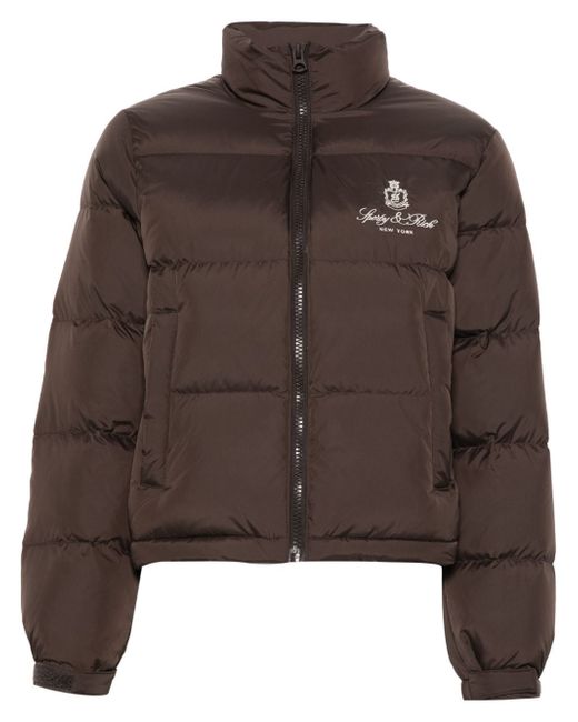 Sporty & Rich logo-embroidered quilted jacket