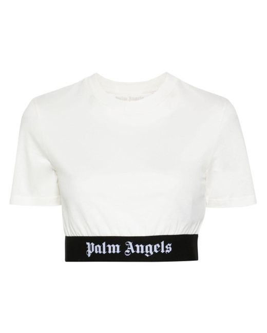 Palm Angels logo-tape cropped T-shirt