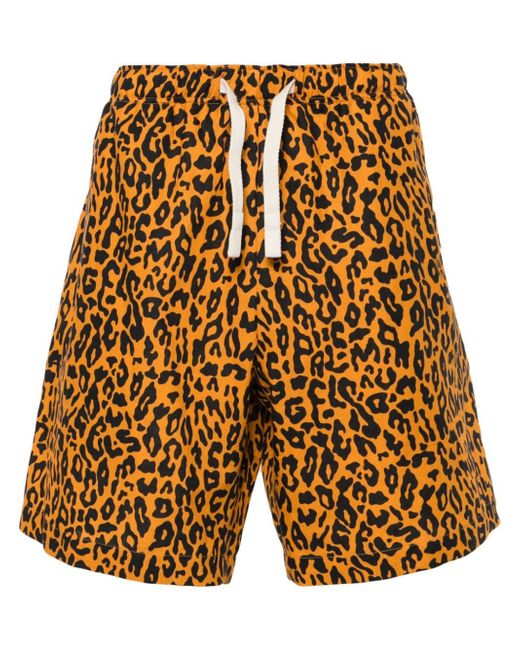 Palm Angels leopard-print poplin shorts