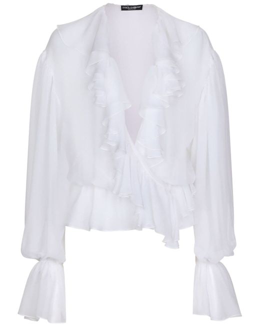 Dolce & Gabbana ruffled-trim cropped blouse