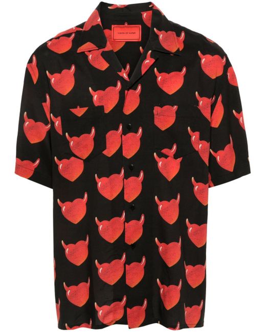 Vision Of Super Vos heart-print bowling shirt
