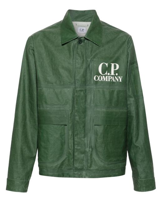 CP Company logo-print coated shirt jacket