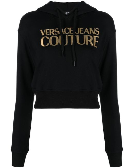 Versace Jeans Couture logo-embellished cropped hoodie