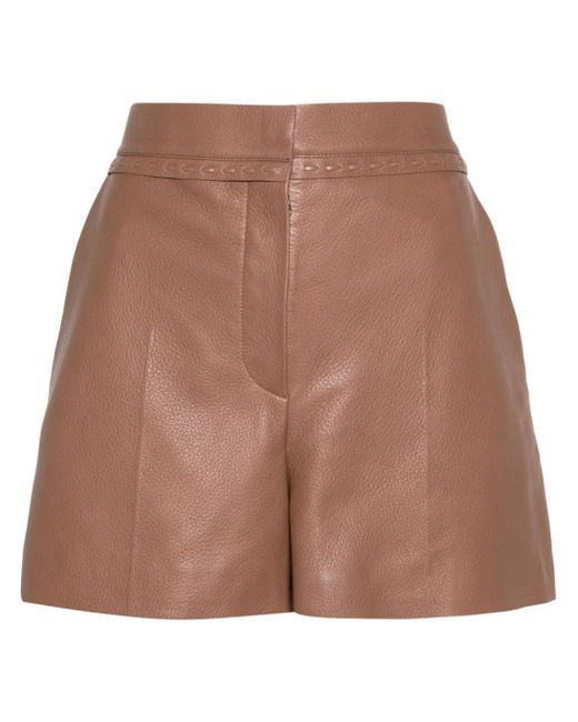 Fendi Selleria-stitching leather shorts