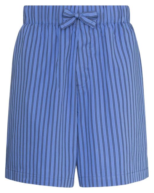 Tekla striped drawstring pajama shorts