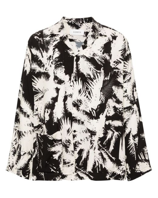 Laneus abstract-print notched-collar shirt