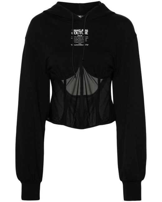Versace Jeans Couture mesh-panelled cotton hoodie