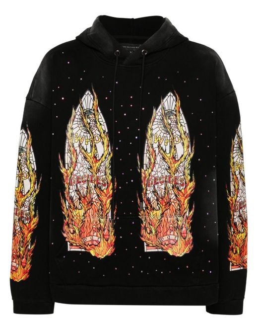 WHO Decides WAR Flames Glass hoodie
