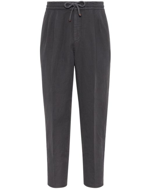 Brunello Cucinelli drawstring pleated tapered-leg trousers