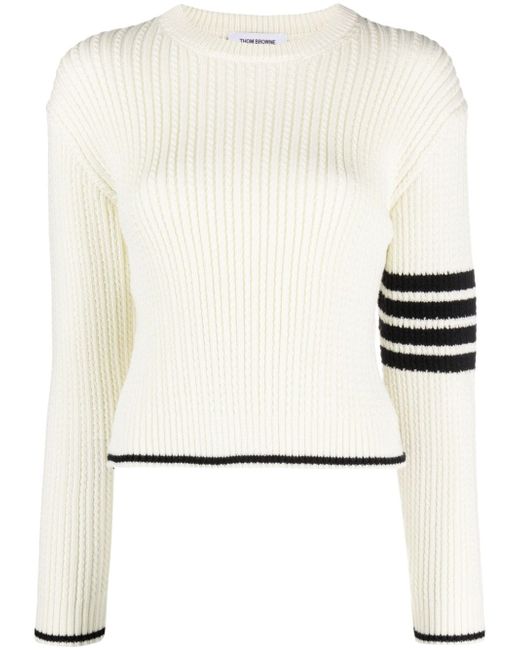 Thom Browne stripe-detailing cable-knit jumper