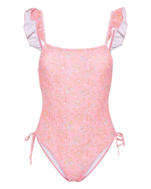 Louise Misha floral ruffled swimsuit