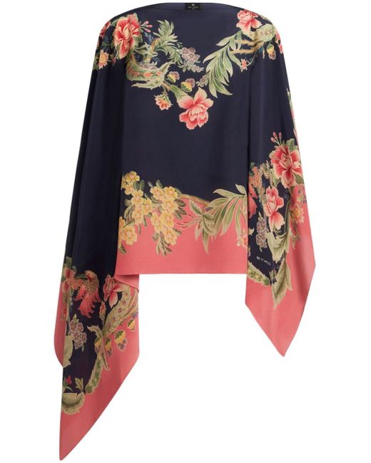 Etro floral-print cape top