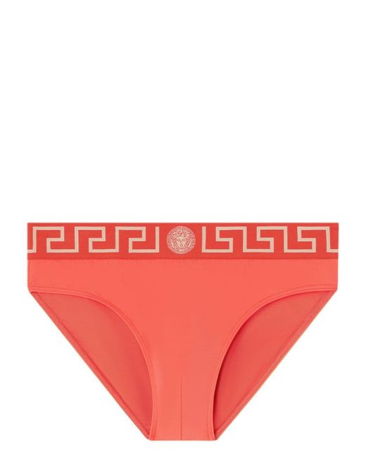 Versace logo-print strap swim trunks