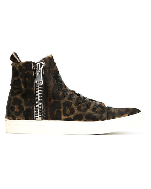 John Varvatos leopard zip sneakers