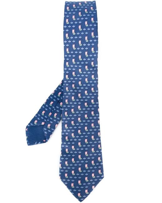 Hermès sailboat motif tie