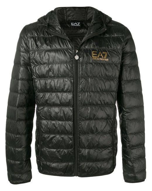 Ea7 logo print padded jacket