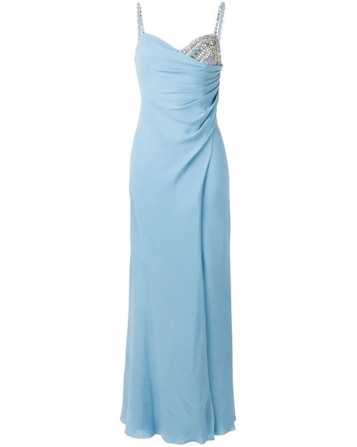 Versace crystal embellished draped gown