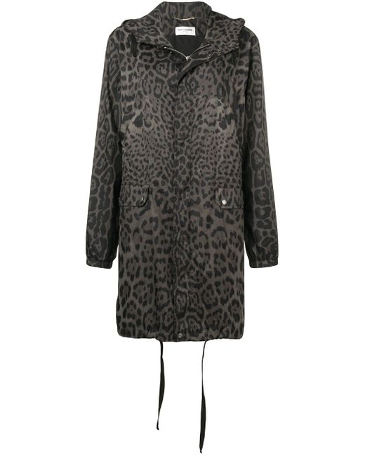Saint Laurent leopard-print hooded parka
