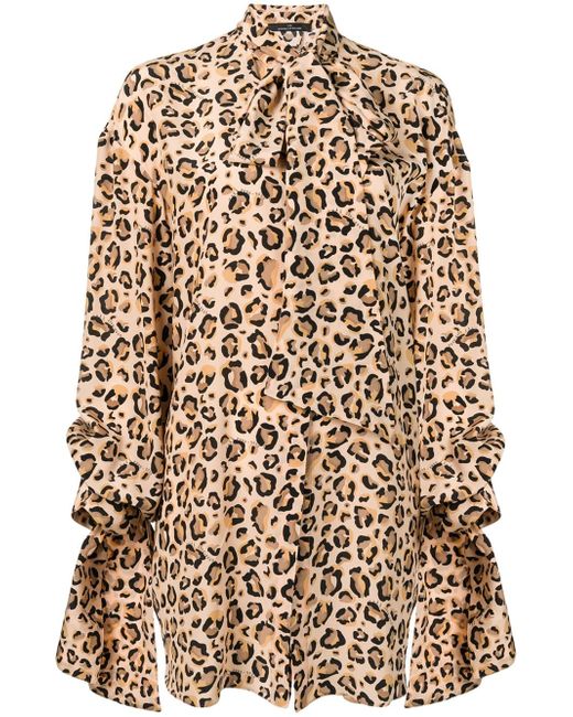 Rokh leopard print draped shirt