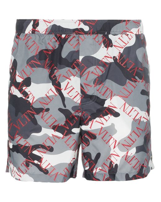Valentino camouflage grid logo swim shorts