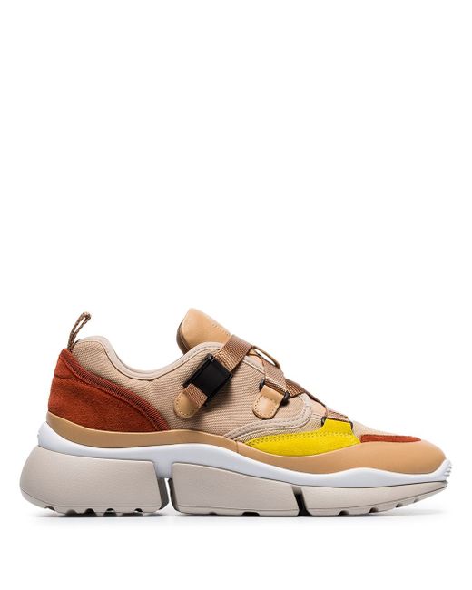 Chloé nude sonnie leather and canvas sneakers