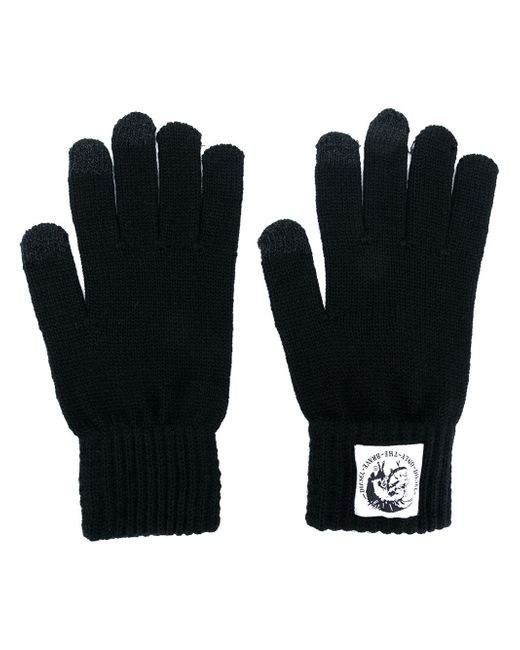 Diesel logo patch knitted gloves