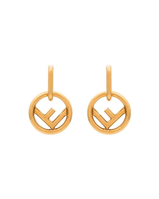 Fendi tone metallic F is for medium hoop earrings