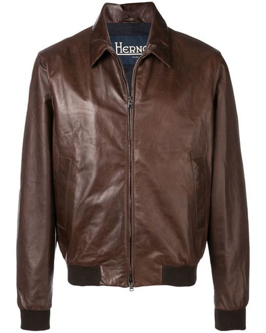 Herno plain leather jacket