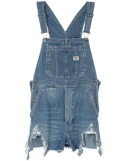 R13 distressed overalls
