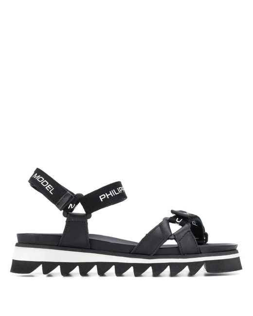 Philippe Model logo touch-strap sandals