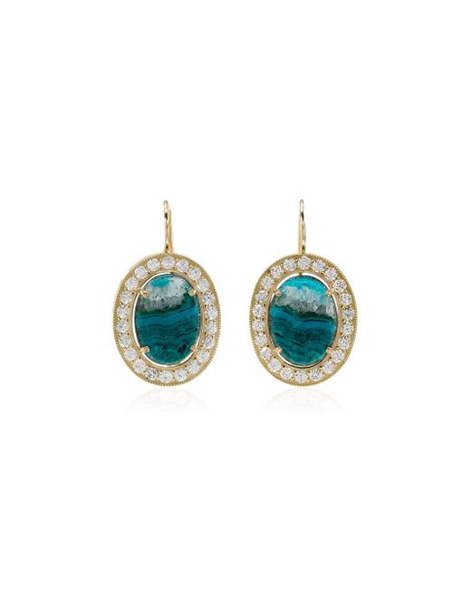 Andrea Fohrman Blue and Yellow Opal diamond hoop earrings