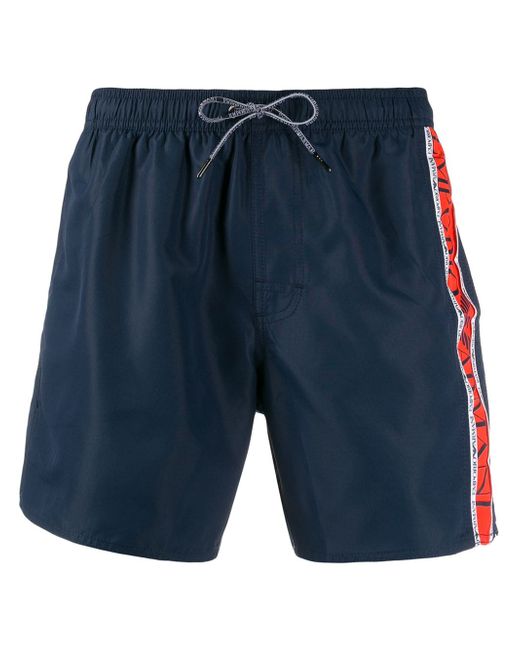 Emporio Armani logo stripe swim shorts