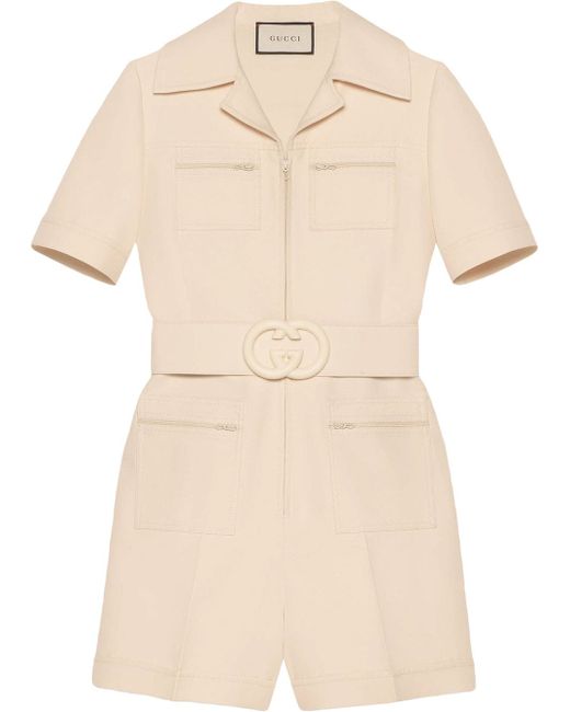 Gucci Wool silk short belted jumpsuit