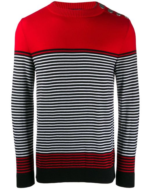 Balmain striped crew neck sweater