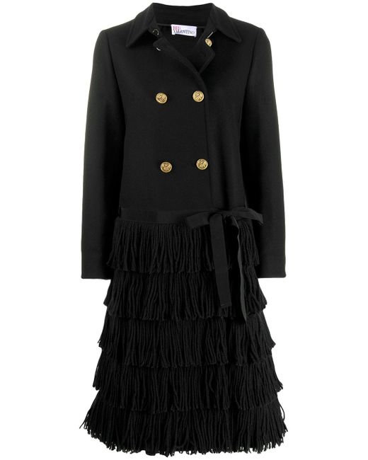 RED Valentino fringed double-breasted coat