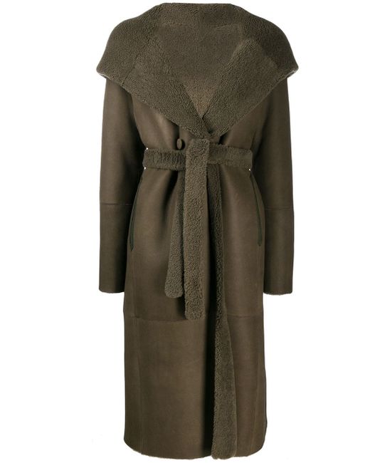Liska fur-trimmed hooded trench coat