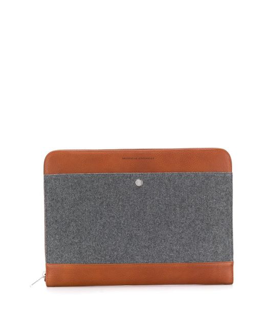 Brunello Cucinelli textured laptop case