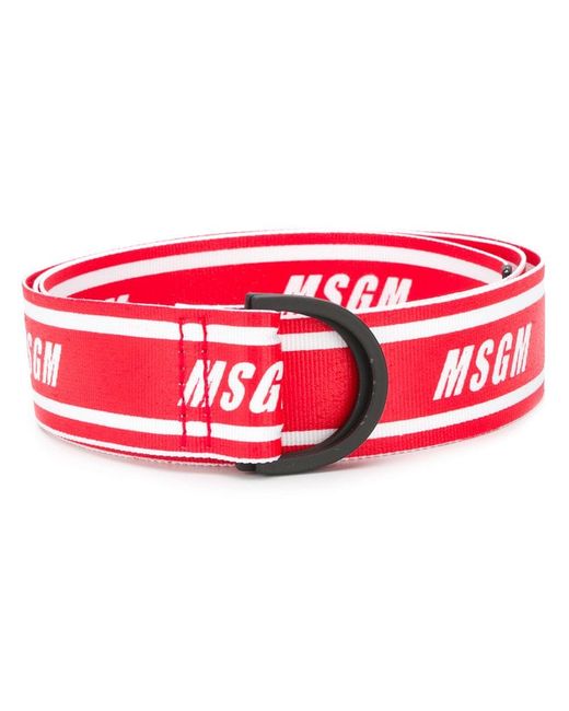 Msgm logo print D-ring belt