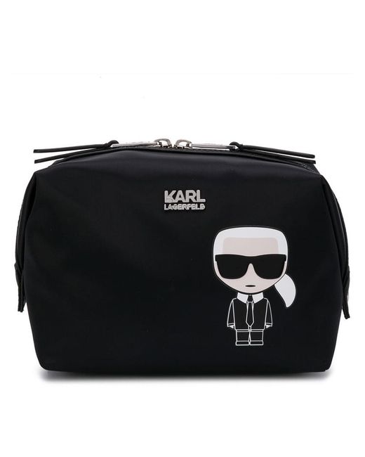 Karl Lagerfeld logo print make-up bag