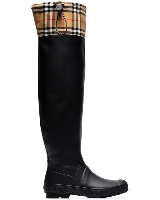 Burberry Vintage check and rubber knee-high rain boots