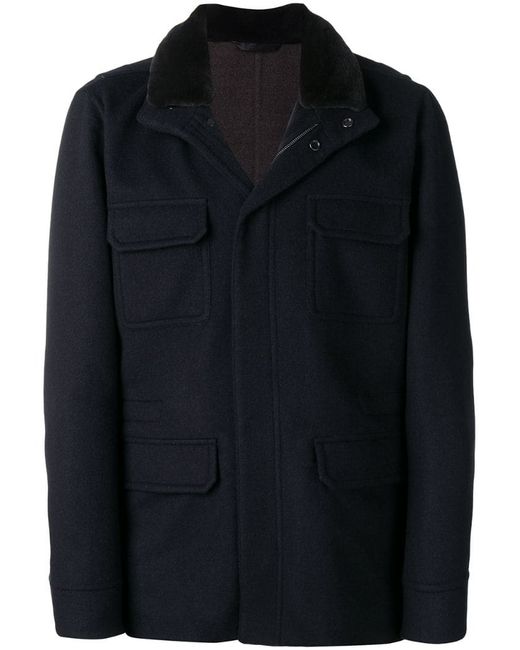 Manzoni 24 fur collar single-breasted coat
