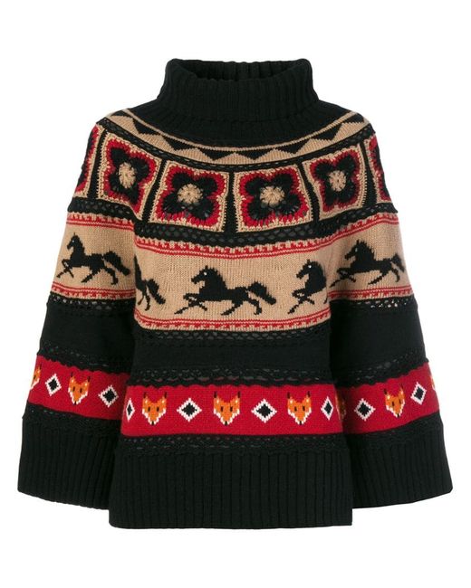 Alberta Ferretti intarsia-knit turtleneck jumper