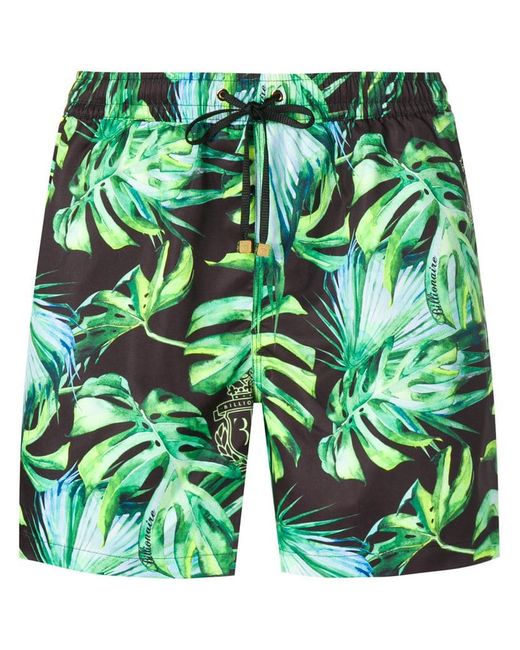 Billionaire leaf print swim shorts