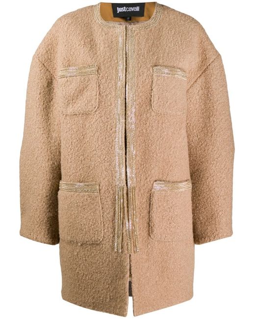 Just Cavalli patch pocket cocoon coat