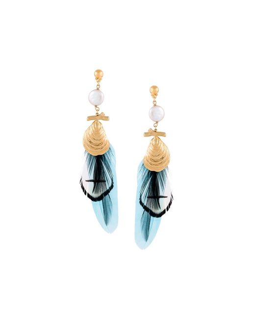 Gas Bijoux Morea Capri feather earrings