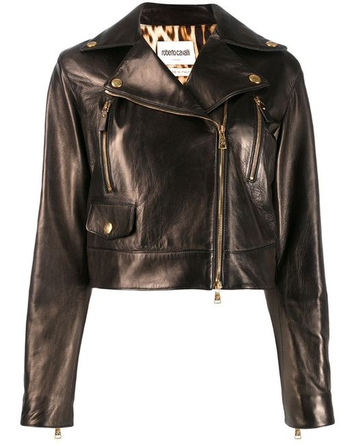 Roberto Cavalli cropped leather jacket
